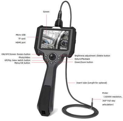 Endoscope optique industriel portable IP54 360° articulation en direction complète