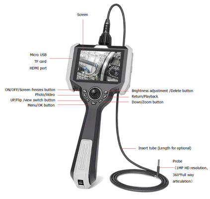 Endoscope industriel portable à vue directe ou latérale IP67 Endoscope numérique portatif