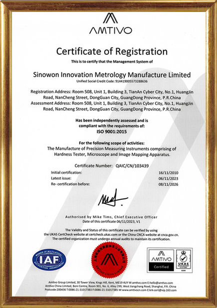 Chine Hoyamo and Sinowon Inc certifications