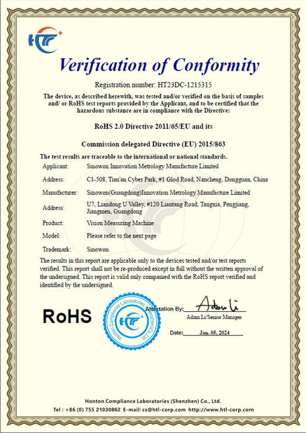 Chine Hoyamo and Sinowon Inc certifications